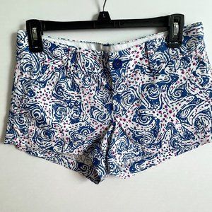 LILLY PULITZER Walsh 3" Shorts Indigo Star Crush Cotton Pockets Blue Starfish 0